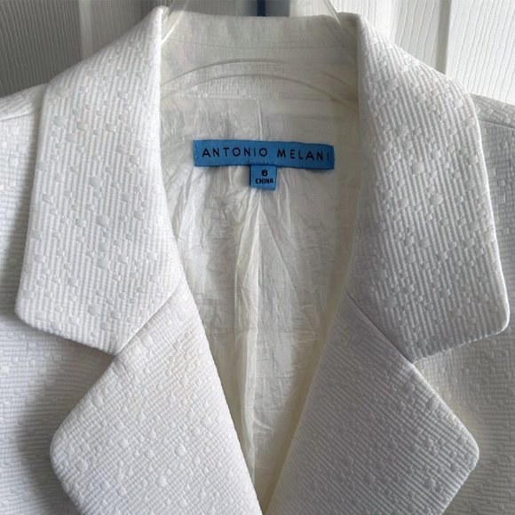 Antonio Melani Cap Sleeve Fitted Jacket, Size 6, White Pattern - Picture 3 of 5